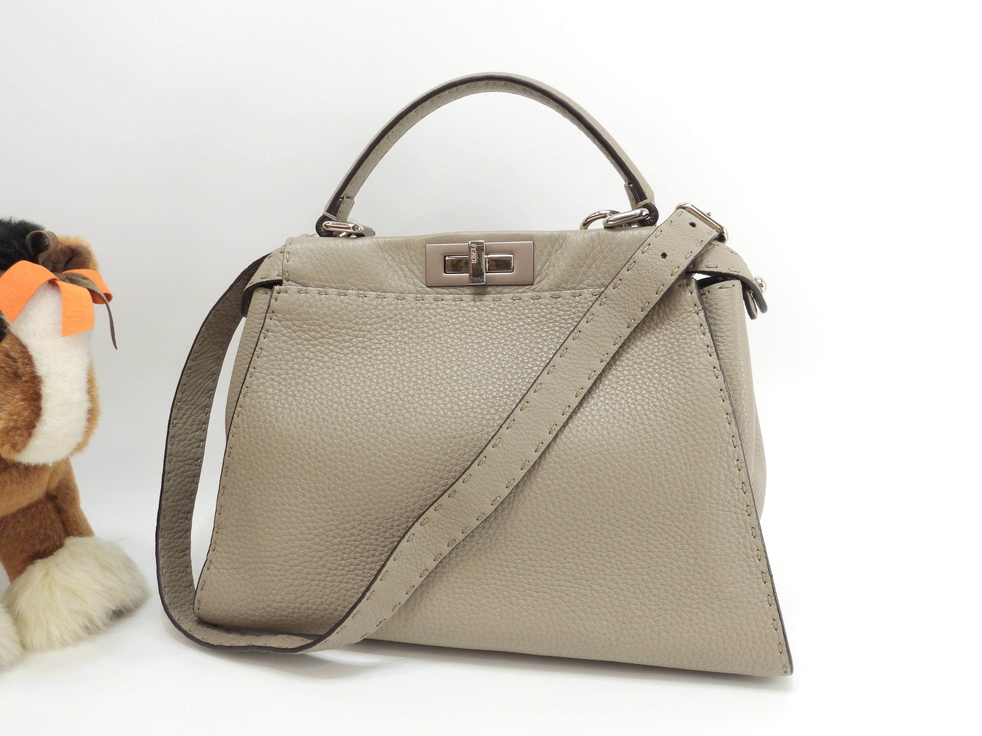 ピーカブーレギュラー セレリアレザー 灰 ストラップ付ハンドバッグ 美品@ 22