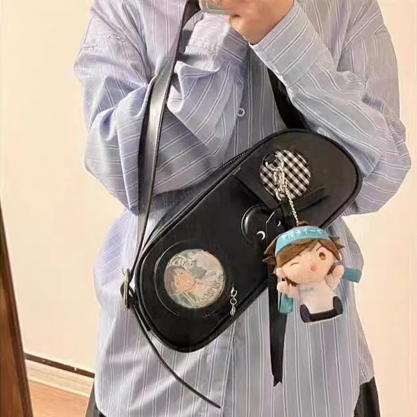 【1つ買うと10個無料】痛バッグ　痛バ　シンプルPU　　2way 　メッシュプレート付き　ショルダーバッグ　ハンドバッグ　オタク　オタ活　推し活　ライブ用 29