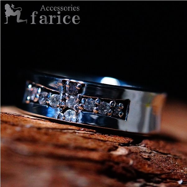 シンプルデザインクロス キュービックジルコニア逆反りシルバーリング