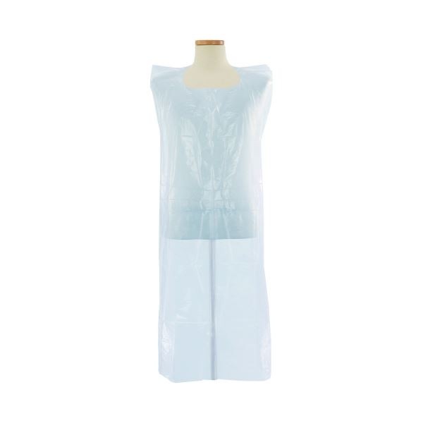 （まとめ）ベルデポリガードエプロン ブルー 袖なし 50枚 [x10セット]