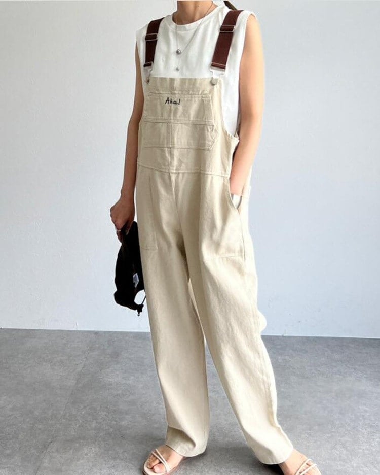 【急速出荷】サロペット レディース 体型カバー 着痩せ オーバーオール カーゴパンツ ワイドパンツ 韓国ファッション