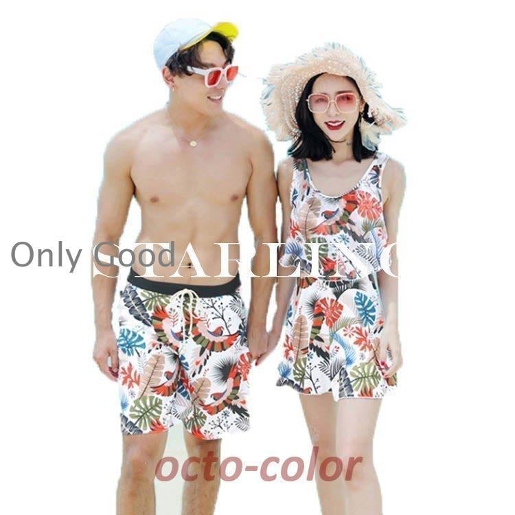 お揃え 上下セット 男女2着 サーフパンツ ご夫婦 レディース ビキニ ペア水着 ミズギ ペアルック スイムウエア 3点セット 水着 メンズ ペアビーチ カップル