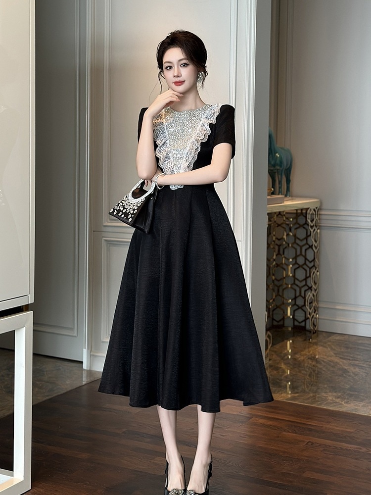 【JY.上品】2025 夏ワンピースウエスト引き締め着痩せ 気質 パーティー フォーマルキャバ 大人 同窓会 披露宴 卒業式 結婚式 演奏会 ウェディング メガ割