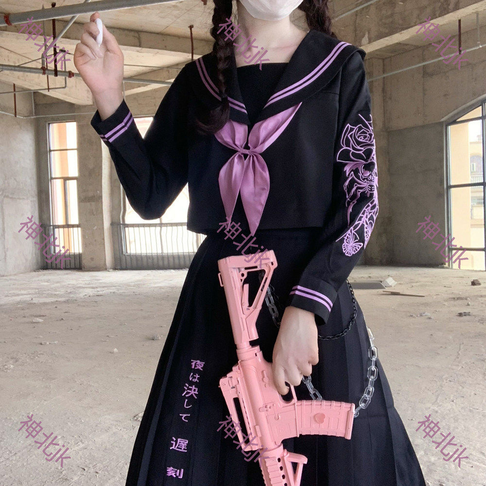 JK制服セットJK制服ロングドレス刺繍バッドワンピース