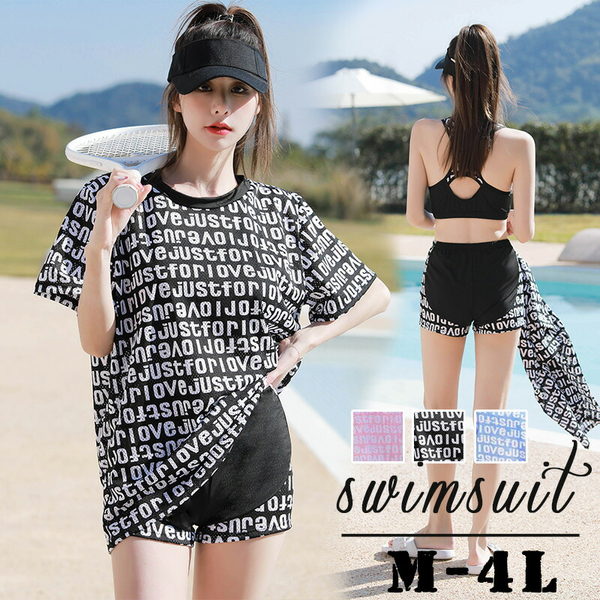 3点セット タンキニ水着 トップス付き レディース 体型カバー セパレート 大きいサイズ 2L 3L 4L セクシー 水着 個性 ノンワイヤー 上下セット 盛れる ママ 小胸もピッタリ 大人 かわいい