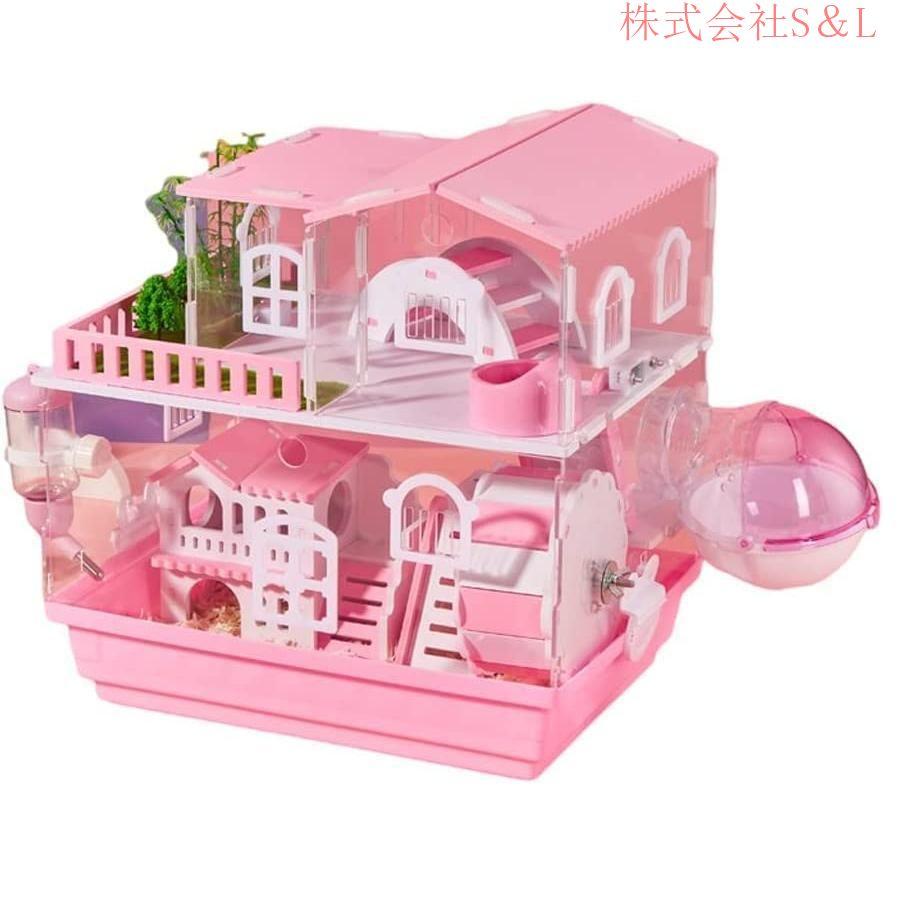 ハムスターケージ 小動物用 飼育ケージ アクリル製 ペット用品 透明デザイン ハムスターハウス 広範囲 組み立て式 滑り止め 通気性 お手入れ簡単 インテリア 食