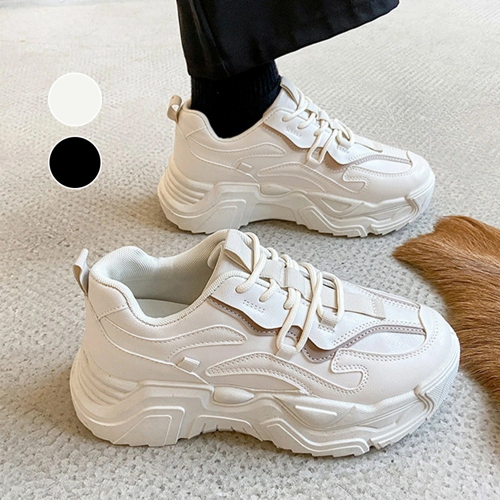 ダッドスニーカー レディース ボリューム スポーツシューズ レースアップ靴 韓国ファッション