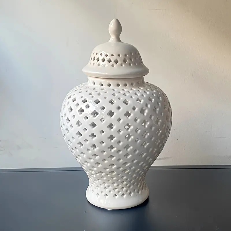 花瓶 フラワーベース ポット 北欧スタイル バロック セラミック 汎用ジャー ホワイト お洒落 エレガント かわいい ホワイトストレージジャー 収納ジャー 4-7