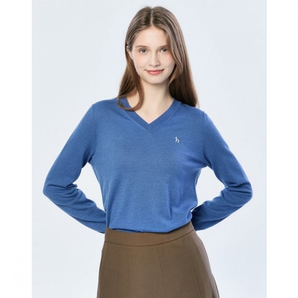 [25SS] Vネックウールブレンドロングスリーブプルオーバーブルー HSSW5AC15B2 13,304円