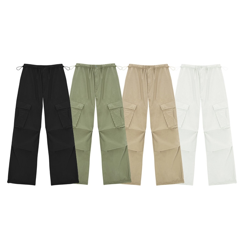 [韓国 アイドル 着用] PARACHUTE CARGO PANTS レディース メンズ aespa LE SSERAFIM IVE ITZY ストリート ヒップホップ