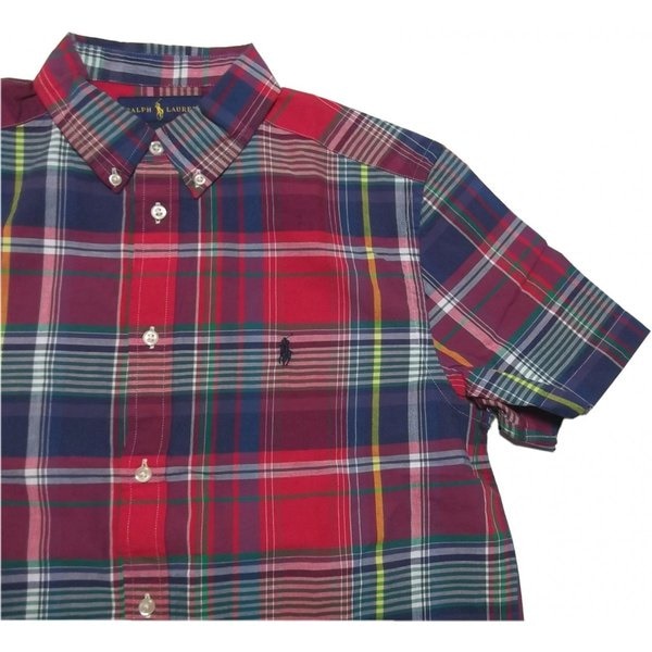 ボーイズサイズ 半袖 ボタンダウンシャツ レッド boys PR2-1169