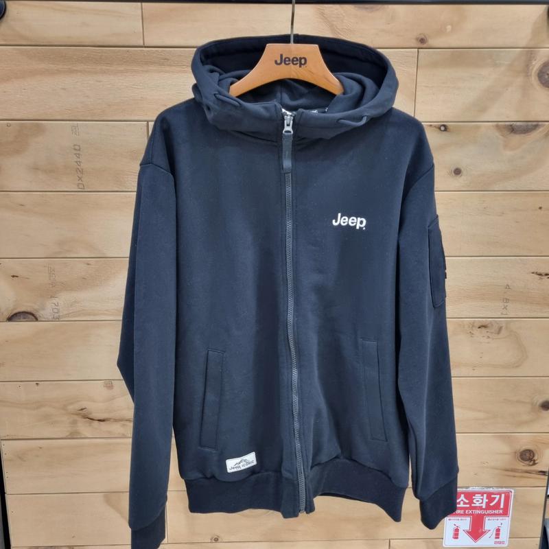 男女兼用クラシックフィット袖ポケットフード付きジップアップ JP3TZU001BK