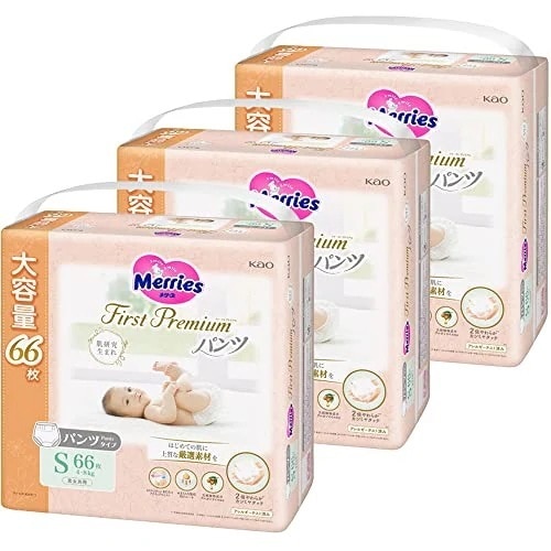 【パンツ Sサイズ】メリーズ ファーストプレミアムパンツ(4-8kg) 198枚(66枚×3パック) [ケース品] 2倍やわらかカシミヤタッチ