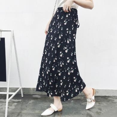 3070.ハイウエストロングシフォンビーチスカート（バラブラック）