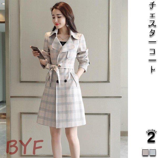チェスターコート レディース チェスター コート ひざ丈 チェック柄 秋冬 秋物 アウター トップス カジュアル ファッション おしゃれ 素敵 5,363円
