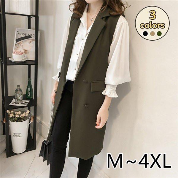 ジレ レディース ロングジレ ロングベスト レディース 　春 秋　　アウター カーディガン 羽織り 重ね着