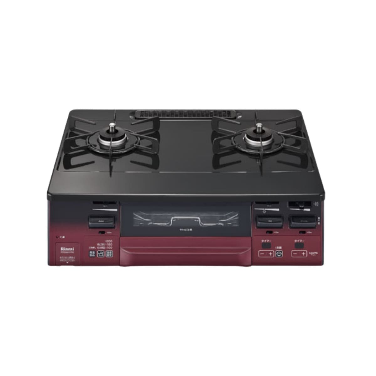 RT66WH1RG-BAL-LP　プロパンガス ガスコンロ 2口 左強火力 幅約59cm 料理 水無し両面焼き 消火機能 安全装置