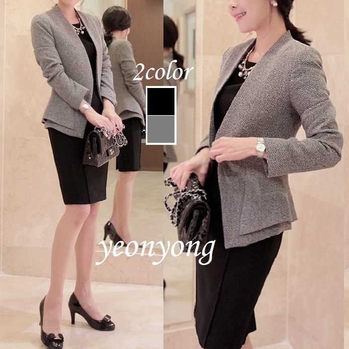 ノーカラージャケット　スタイリッシュなシルエット