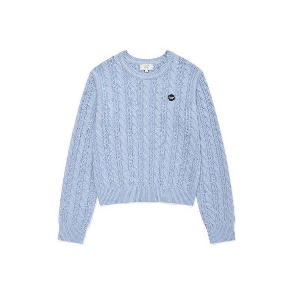 M 長袖Tシャツ CQK CO2403KT74-LB ウーマン クローバーハート ケーブルニット ライトブルー