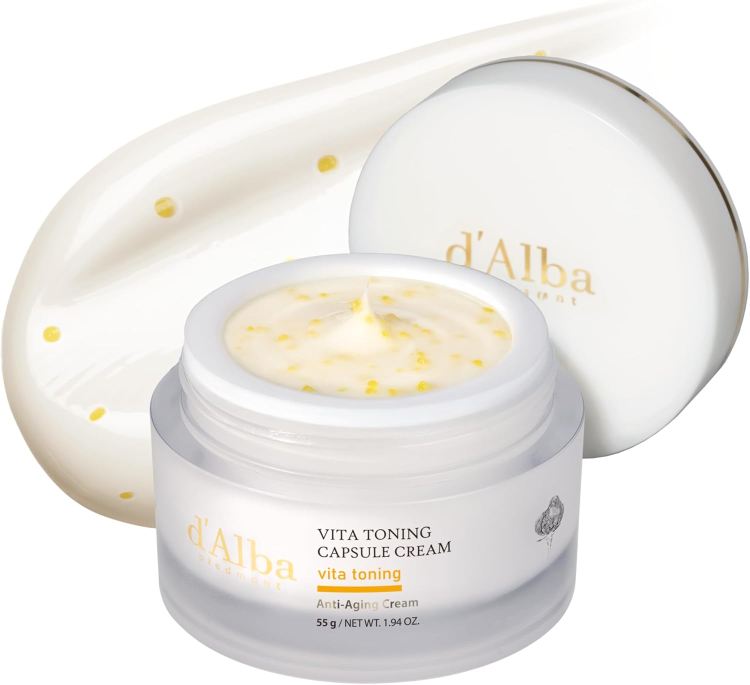 ダルバ(dAlba) ビタトーニングカプセルクリーム 55g - 美白 くすみ しみ 小じわ 透明感 ツヤ 弾力 保湿 ビタミンC ナイアシンアミド グルタチオン 3種のヒアルロン酸 べたつかない 潤