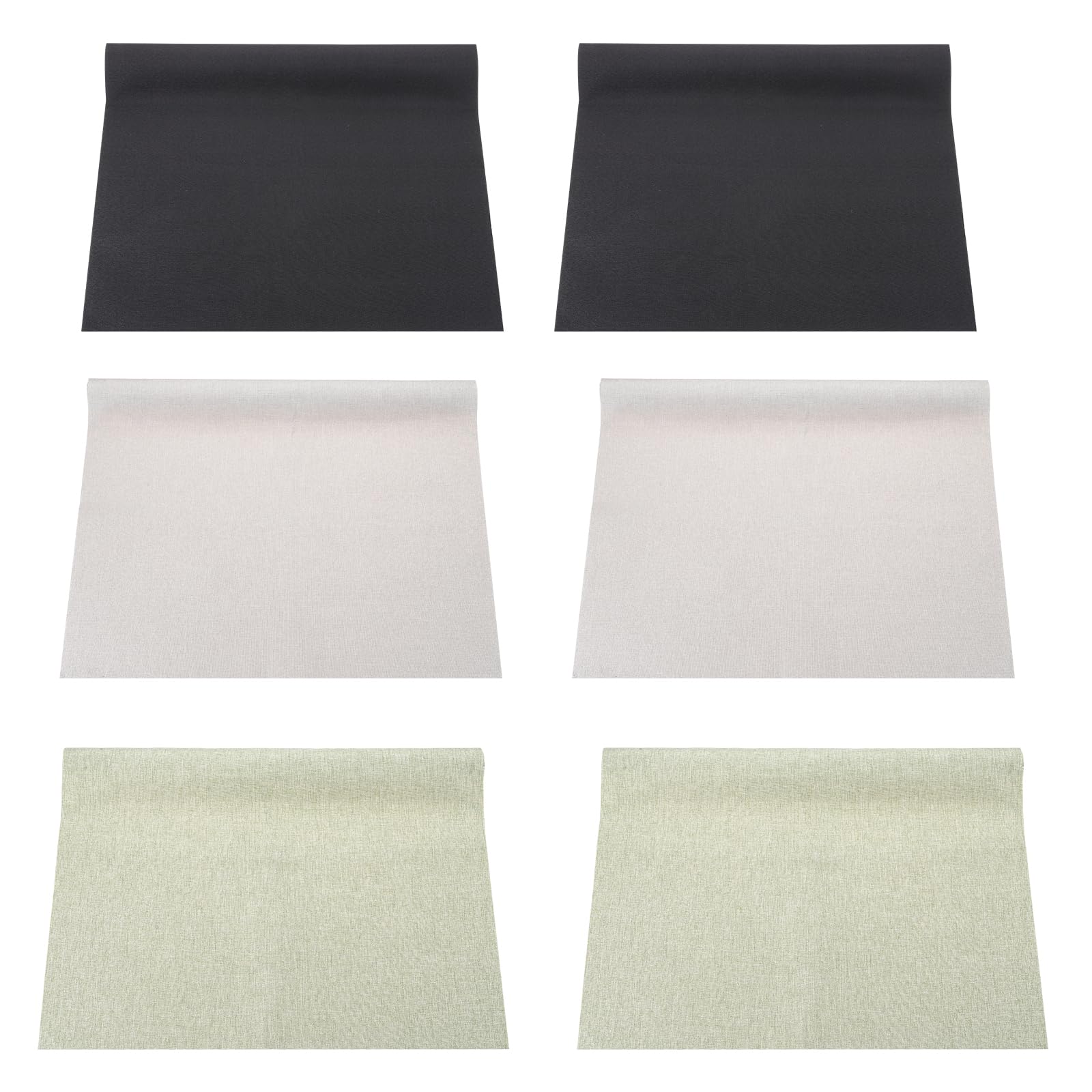 PATIKIL 90x43 cmリネンブッククロス 6個 ソフトカラー リネンシーツ 製本 クラフト 裁縫用 黒/ライトグレー/ライト 緑
