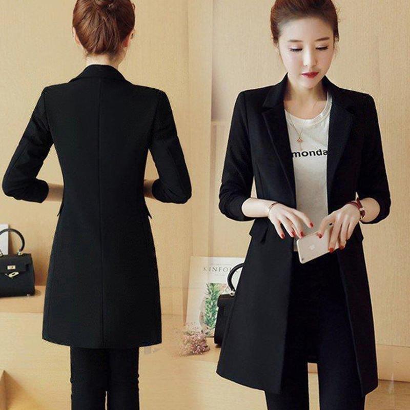 【値下げ！】今日限りで テーラードジャケット ロング レディース テーラード 長袖 コート フォーマル スーツ 黒 ブラック ジャケット オフィス 通勤 ライトアウター 秋 3日以内に出荷 5,023円