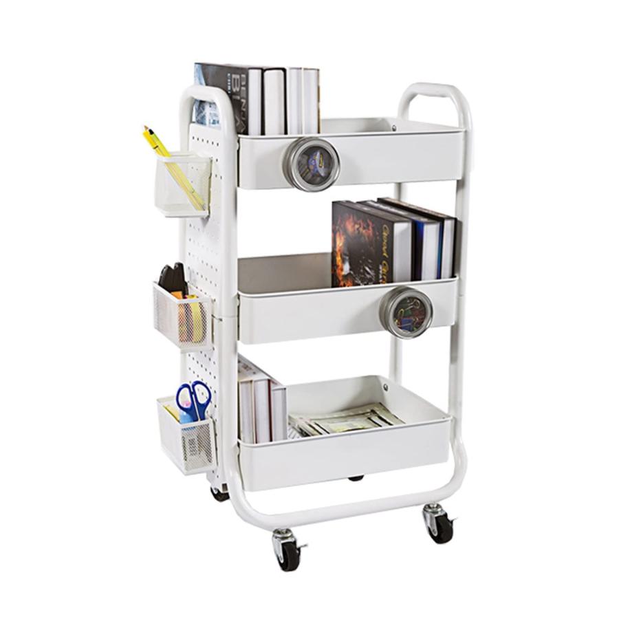 キッチンワゴン 3段 キッチン収納カート キャスター付き 容量 多機能 スリム バスケットラック フック付き 耐久性 通気性 隙間収納 小物収納 省スペース 組立