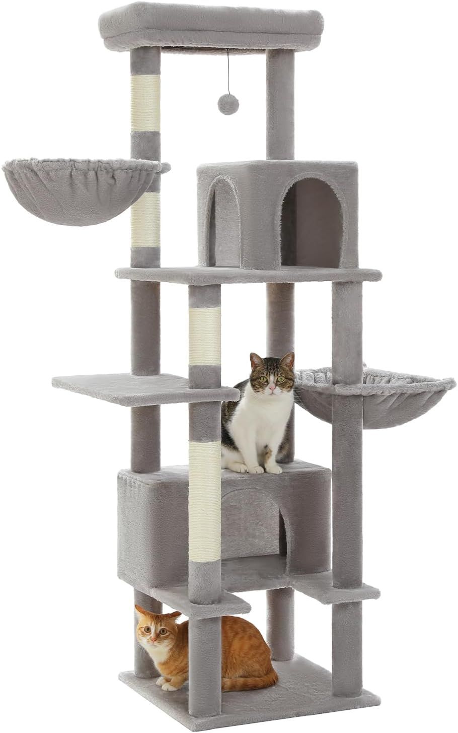 キャットタワー 多頭飼い 大型猫用 スリム 猫タワー 大型 爪研ぎ 麻紐 ハンモック 据え置き 省スペース 人気 おしゃれ かわいい シンプル おもちゃ 運動不足 安定 頑丈 大型猫 - グレー 17