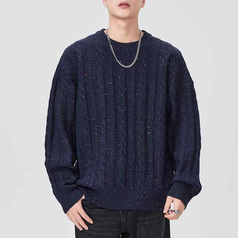 秋冬 コーデ メンズ 服 シンプル ファッション オシャレ 大人 かっこいい 大きいサイズ ストリート 紳士服 ハイエンド アメリカン ラウンドネック セーター 暖かい ベース ウール レトロ