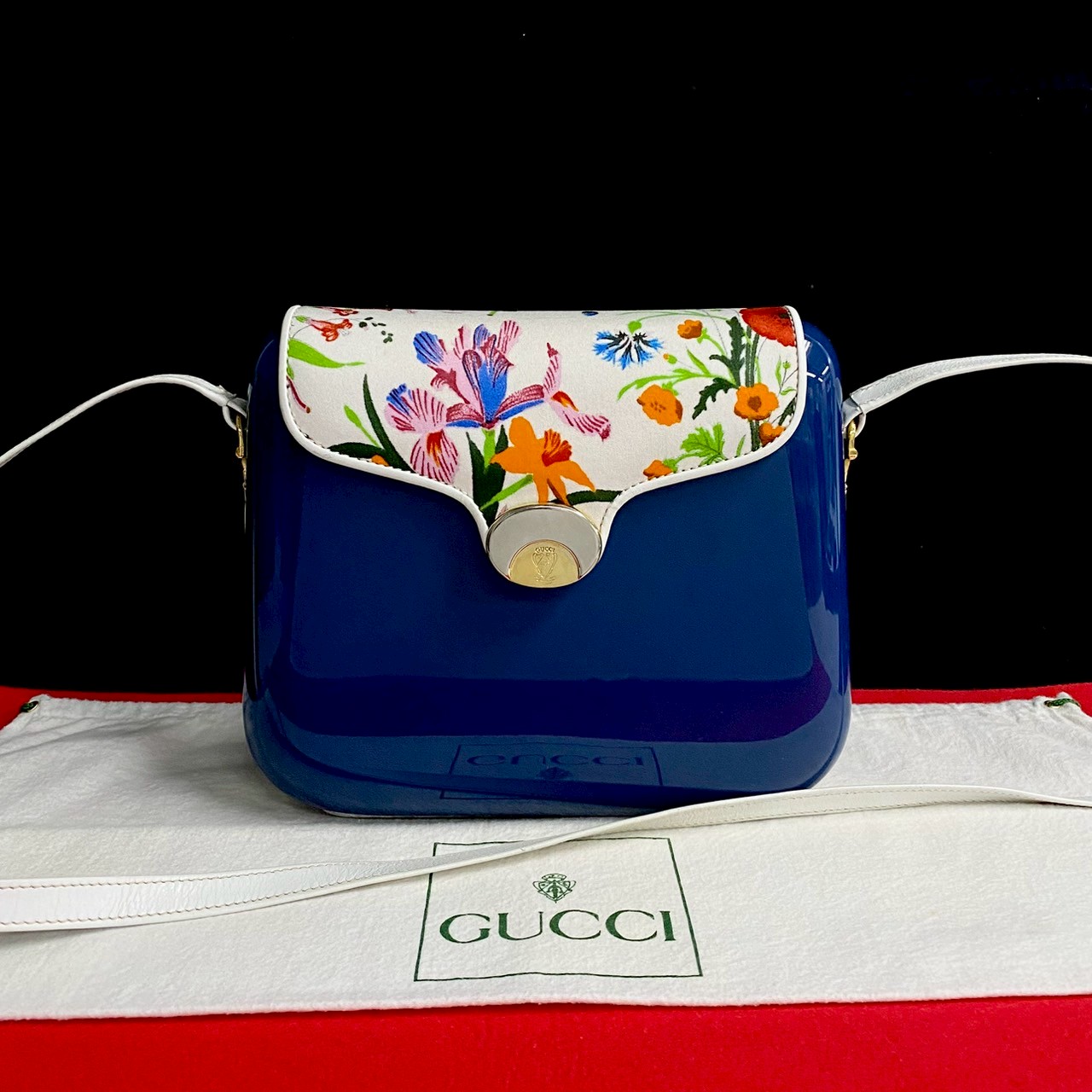 GUCCIヴィンテージ フローラ 花柄ショルダーバッグ プラスチック