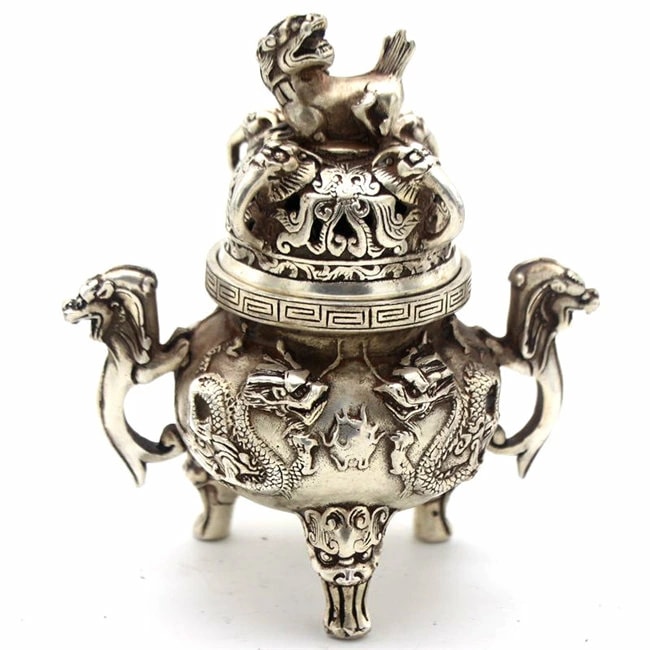 置物 風水 龍 お守り 置き 方 開運 祈願 グッズ 風水グッズ　香炉 銅製 　雑貨 香皿 仏具 聞香 香道　銅製の風水香炉 小さい　白銅製