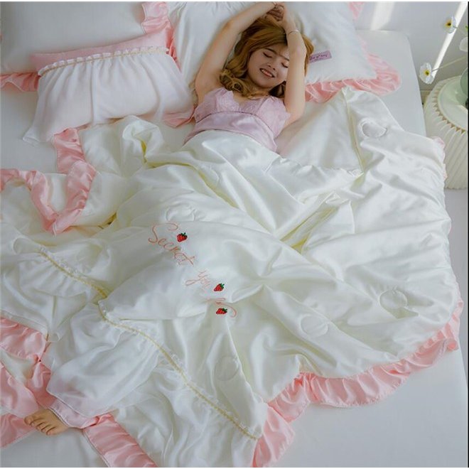 布団 掛け布団 4点セット フリル 夏用 敷き布団 ふとん 寝具 洗える 涼感 はだがけ 夏掛け 肌