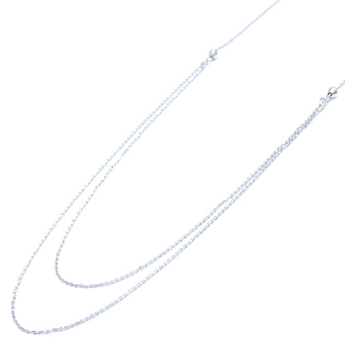 チェーン ネックレス アレンジ可能 アジャスター付き 2連 ロング K18WG ホワイトゴールド/75377【中古】