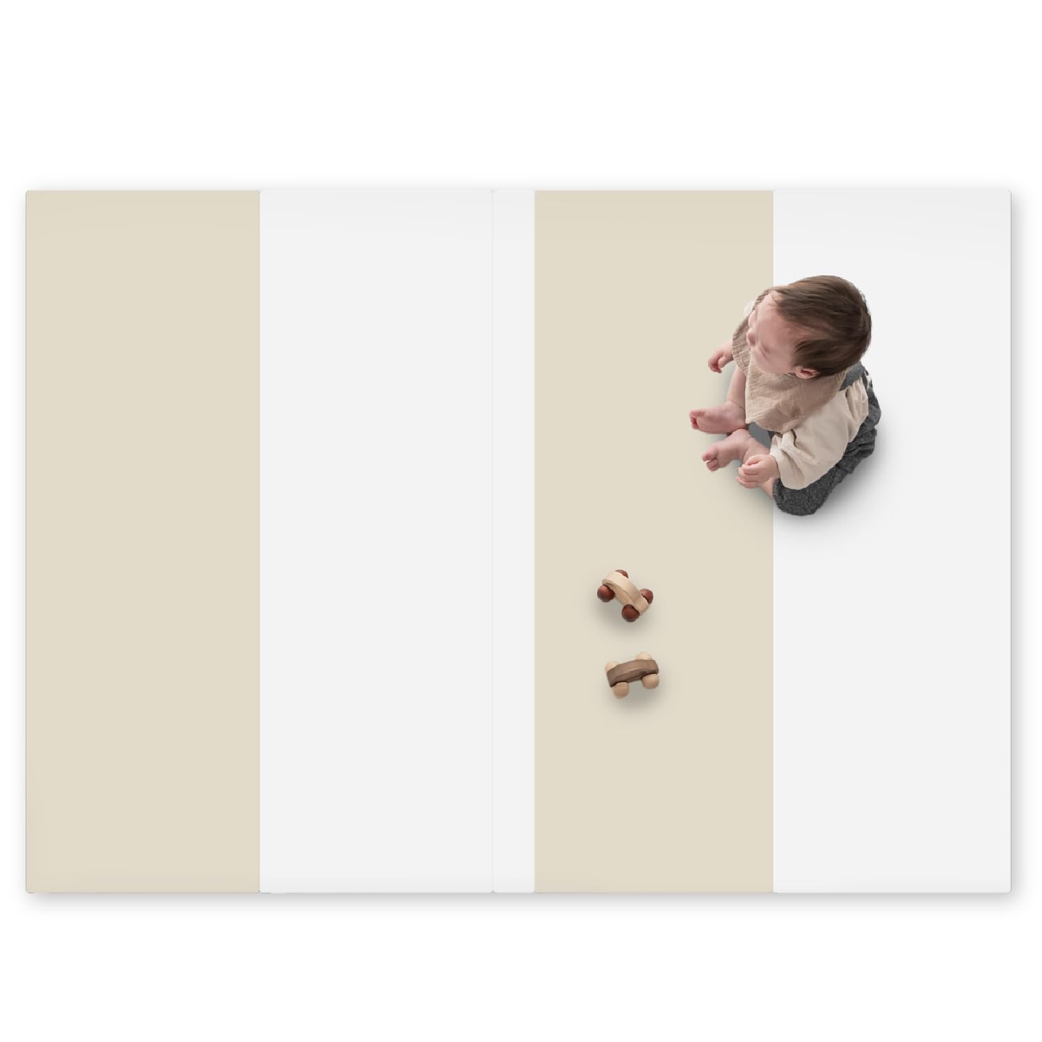 (ケラッタ) プレイマット シームレス 折りたたみ 赤ちゃん すき間ゼロでお手入れらくらく 1級防音 防水 厚手 (ベージュ×ホワイト， 160×120_シームレス)