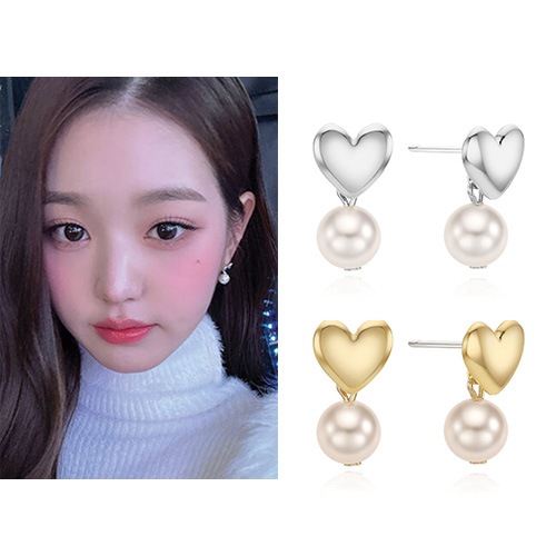 [IVEチャンウォニョン 着用] ジュディハートパールイヤリング/韓国ファッション 韓国人気ブランド 韓国人気ファッション 人気ジュエリー