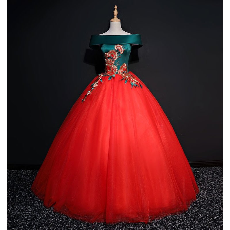 カラードレス 演奏会 安い ロングドレス コンサート パーティードレス 発表会 二次会 プリンセスライン 結婚式 ステージ衣装 レッド