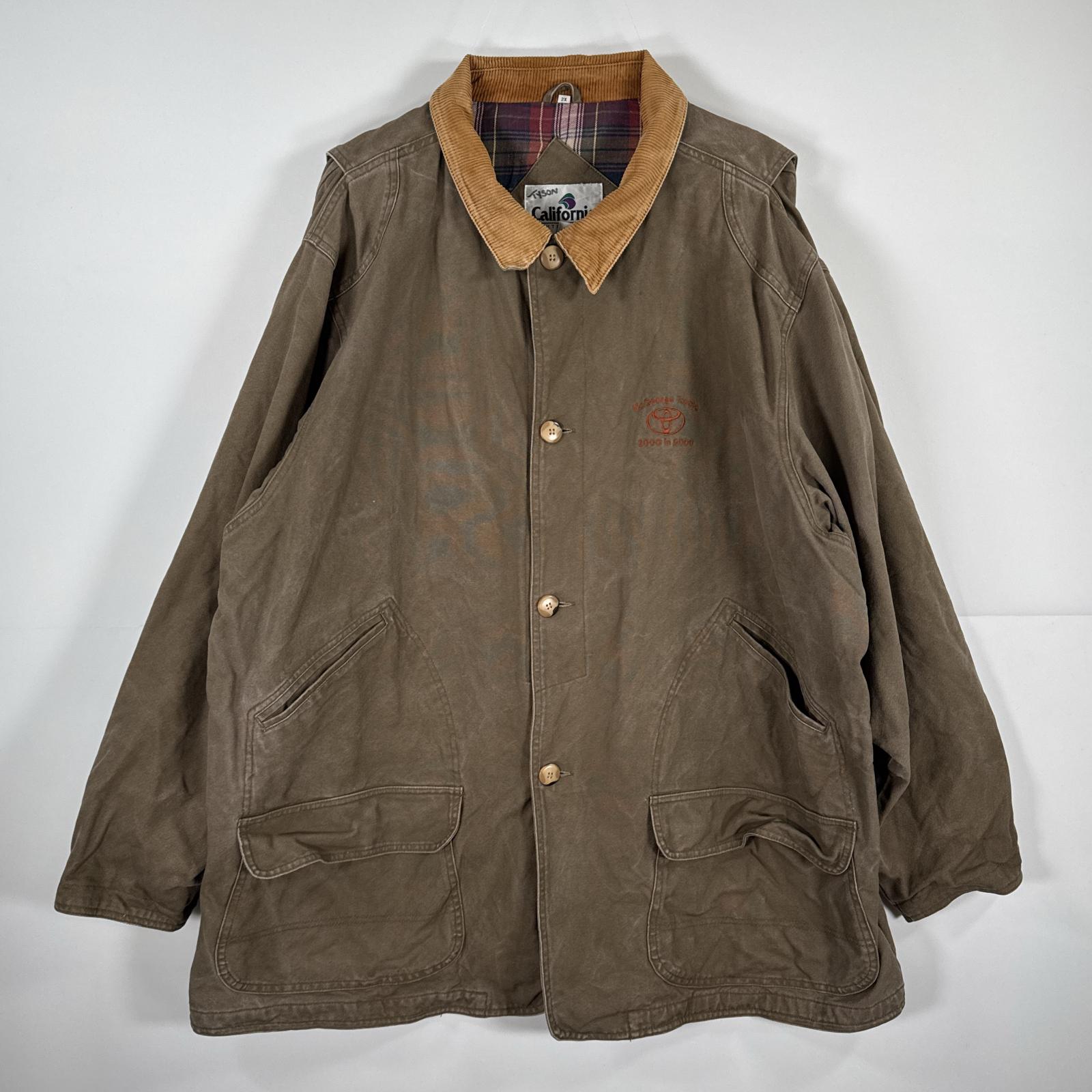 古着 カルフォルニア ダック カバーオール ハンティングジャケット TOYOTA 企業ロゴ トヨタ オーバーサイズ 2XL ベージュ メンズ