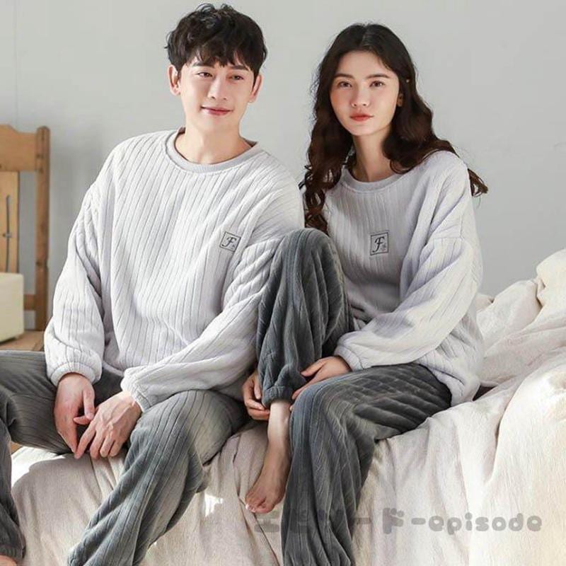 カップルペアパジャマ 冬 お揃い 結婚祝いプレゼント レディース長袖 単品販売