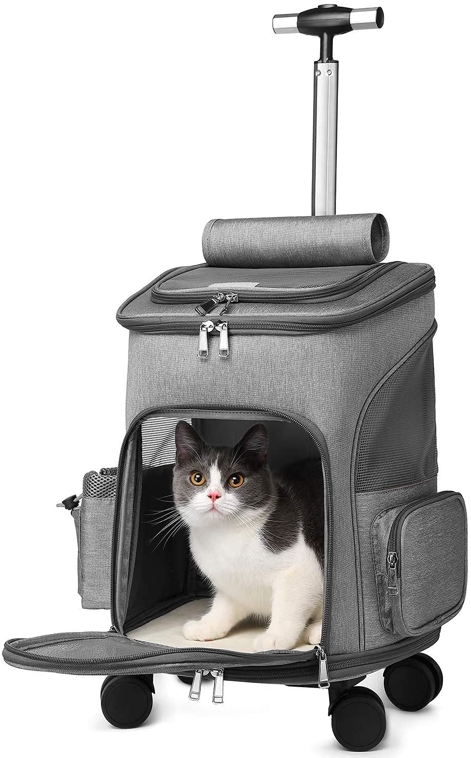 ペットキャリーリュック キャスター付き 4輪 バッグ 4WAY ハンドル付き キャット ドッグ避難用 折りたたみ 猫犬用 小型犬 犬 子猫 通院 ペットカート コンパクト