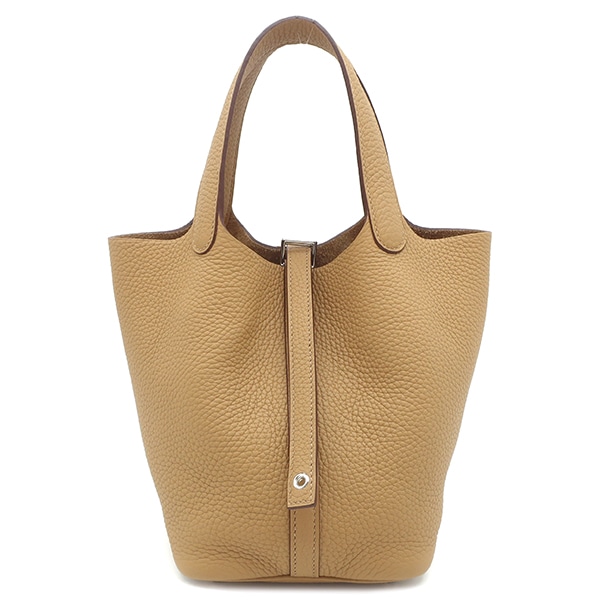 エルメス HERMES ハンドバッグ ピコタンロックPM トリヨンクレマンス ビスキュイ シルバー金具 新品 未使用 茶 ベージュ W刻印（2024年製） 【箱】【中古】