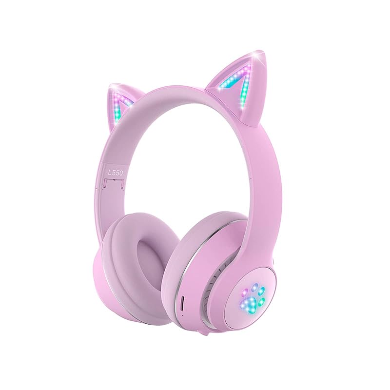 即納：ヘッドセットブルートゥースイヤホン猫の耳が光る可愛い女性用ワイヤレススポーツステレオヘッドセット 猫耳ヘッドホン 5.0 LED付き キラキラ マイク内蔵 インテリジェントノイズ低減 密閉型 柔