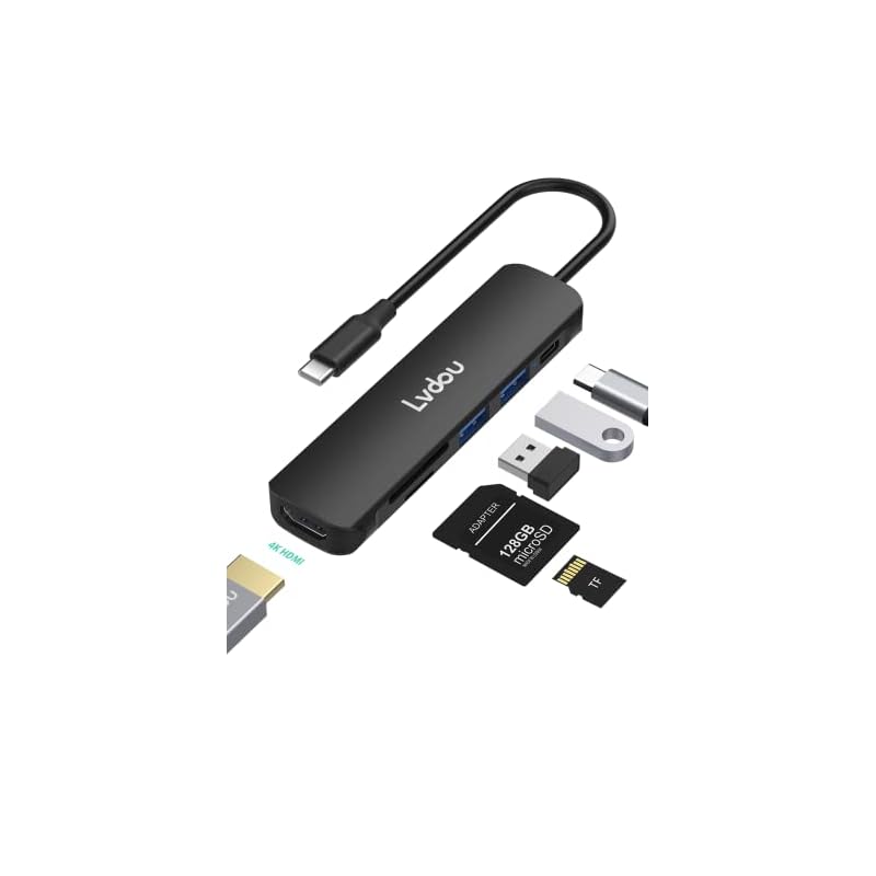 USB C ハブ アダプタ 6-in-1 Lvdou USB ハブ Type-C 85W PD充電 4K HDMI Micro SD/SDカードリーダー USB-C 交換アダプタ MacBook Pr