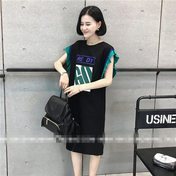 レディース ワンピース フリルスリーブ ラウンドネック 韓国ファッション 夏服 ゆったり カジュアル Tシャツワンピ 一部予約 Www Quartzhotel Mx