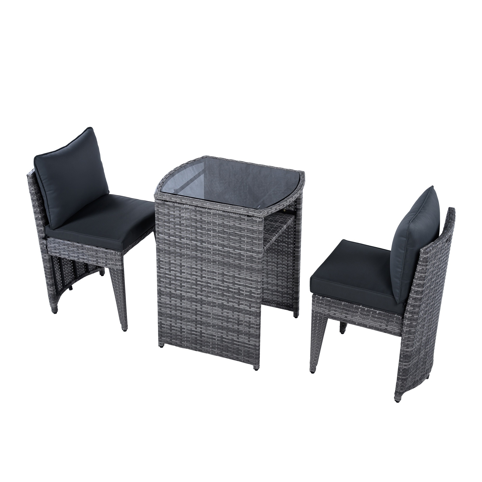 国内即発送!ガーデンファニチャーセット 3点セット ラタン調 コンバクト収納 ガーデンファニチャー ベランダテーブル ガーデンテーブル ガーデンチェアー テーブル コンパクト 屋外