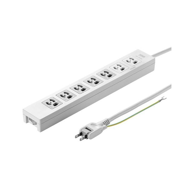 (まとめ) サンワサプライ 電源タップ 3P・7個口2m TAP-F37-2KSR 1個 (×5セット)