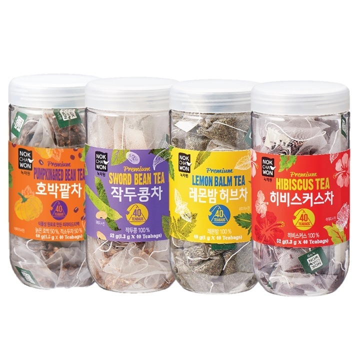[緑茶園] 40Tベスト4種（ハイビスカス+カボチャ小豆茶+レモンバームハーブティー+作豆豆茶）