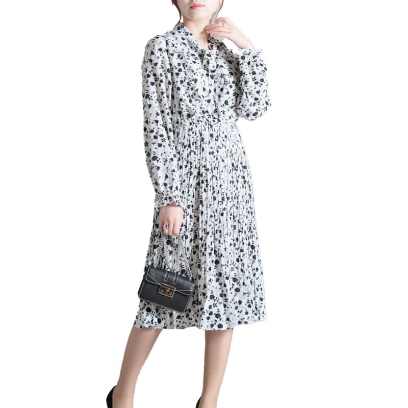 ワンピース プリーツワンピース パフスリーブ ロング丈 レディース d2700092