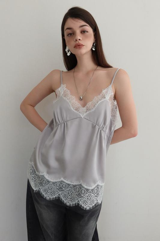 レイブサテンキャミソール (レースキャミソールサテンキャミソールビスチェ)