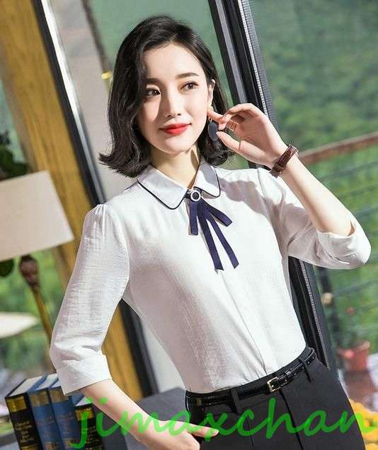 サマー 4color 中袖 通勤オフィス ワイシャツ シャツ ブラウス ビジネス レディース シャツ 制服 フォーマル オフィス ワイシャツ トップス スーツ リクルート