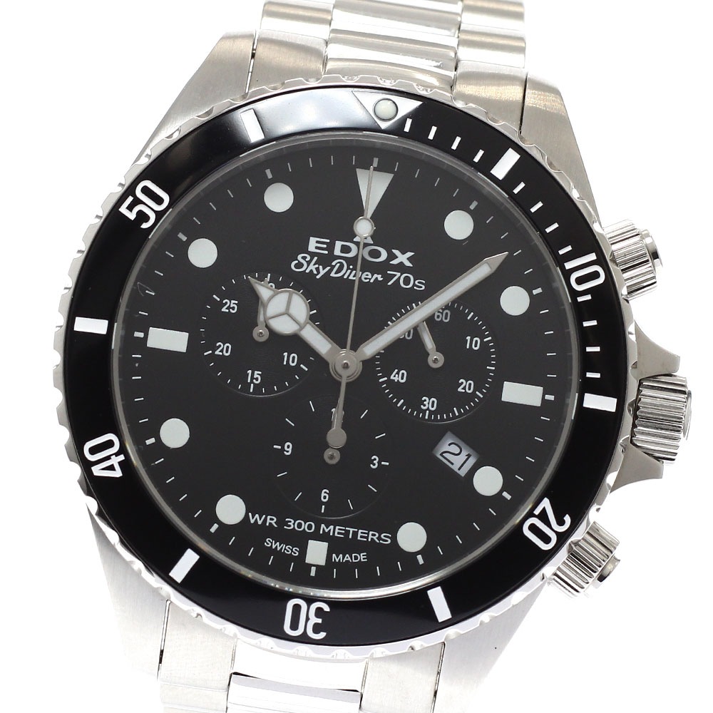 エドックス EDOX 10238-3NM-NI スカイダイバー デイト クロノグラフ クォーツ メンズ 美品 箱・保証書付き_944137【中古】